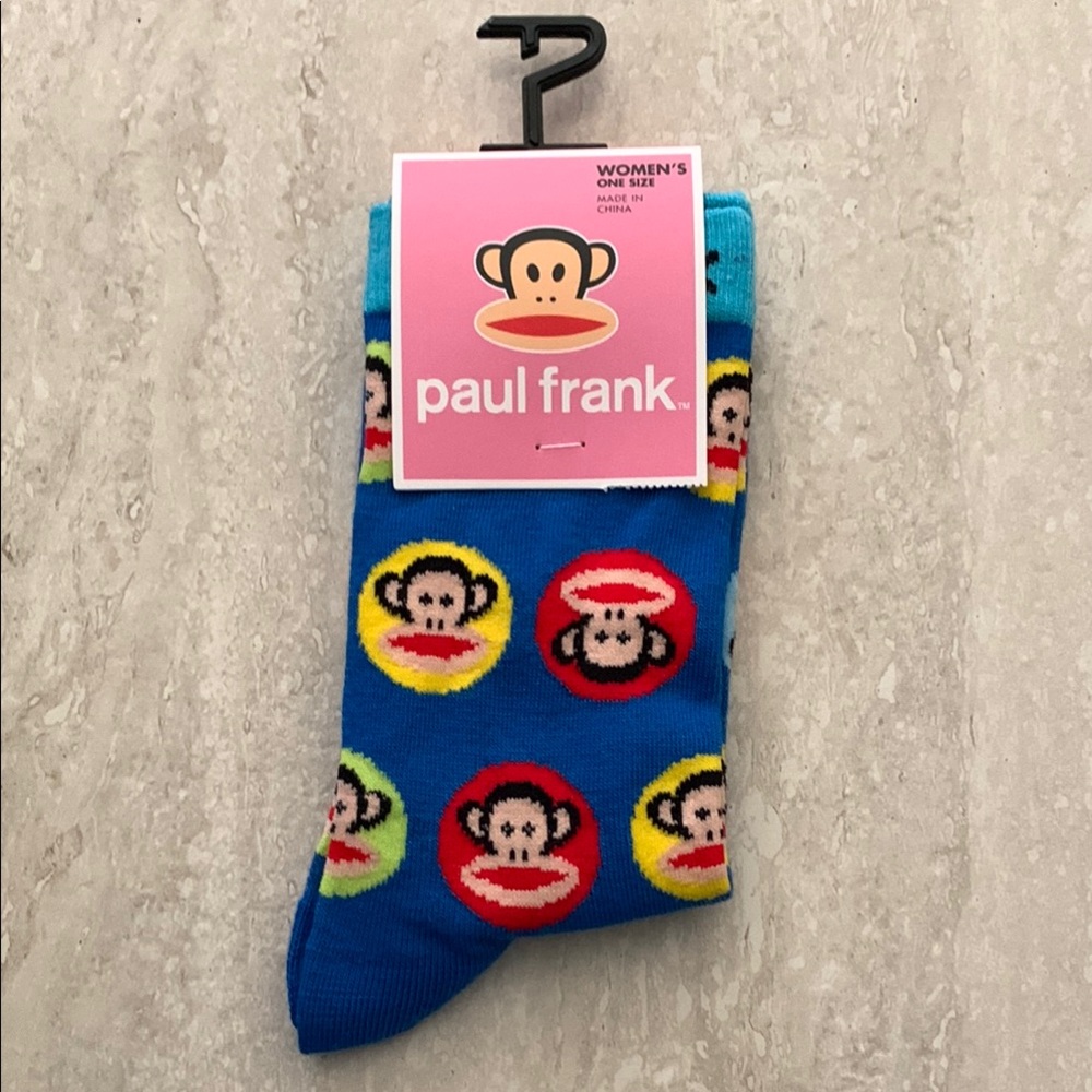 Paul Frank Blue Monkey Print Socks